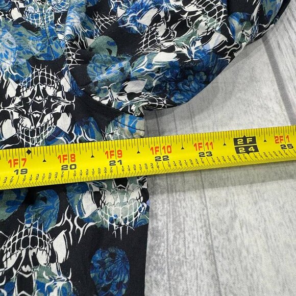 NWT Robert Graham Alloway Button Shirt S Blue Flip Cuff Floral Skull Mens $198 - Picture 9 of 12